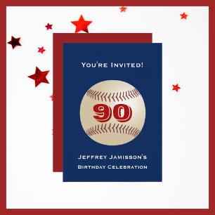 90th Birthday Party, Baseball Theme Invitation