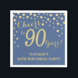 90th Birthday Party Blue and Gold Diamond Napkins<br><div class="desc">90th Birthday Party Invitation with Blue and Gold Glitter Diamond Background. Gold Confetti. Adult Birthday. Man or Woman Birthday. For further customisation,  please click the "Customise it" button and use our design tool to modify this template.</div>