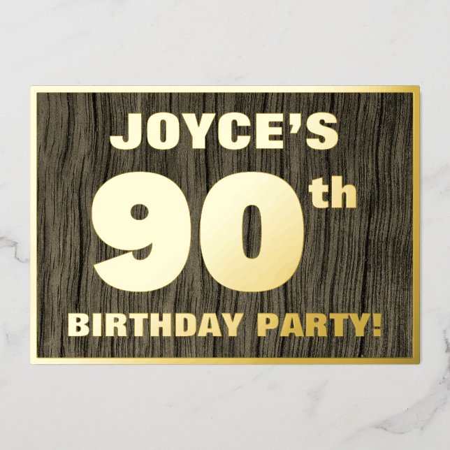 90th Birthday Party: Bold, Faux Wood Grain Pattern (Front)