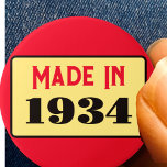 90th Birthday party born 1934 90 pin<br><div class="desc">This is a really nice stylish design for a birthday pin badge.</div>
