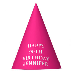 90th Birthday Party Celebration Pink Adult Party Hat