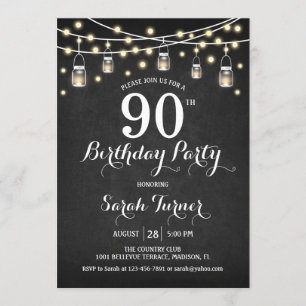 90th Birthday Party - Chalkboard Invitation