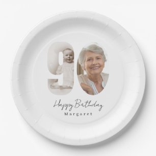 90th Birthday Party Custom Photo Paper Plates