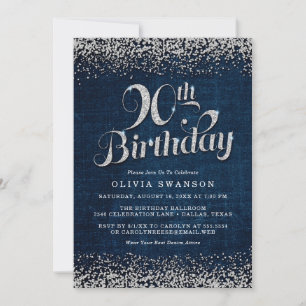 90th Birthday Party Denim & Diamonds Invitation