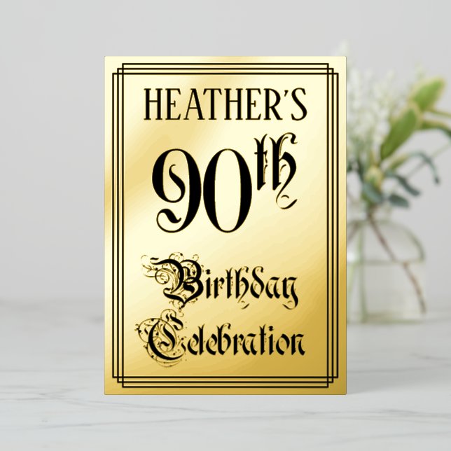 90th Birthday Party — Elegant Script + Custom Name (Standing Front)