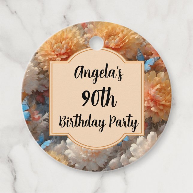 90th Birthday Party Favour Tags (Front)