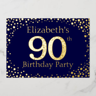 90th Birthday Party Foil Invitation