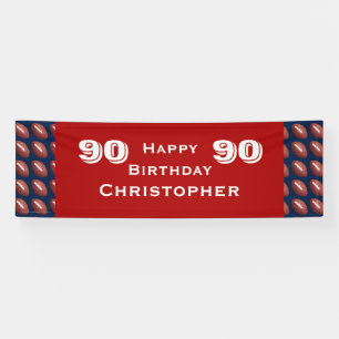 90th Birthday Party Football Banner, Adult Banner