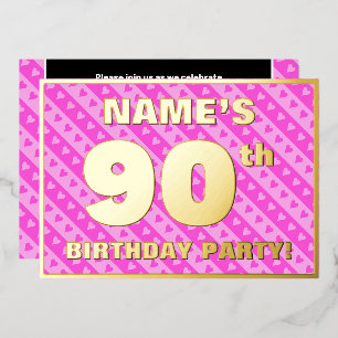 90th Birthday Party — Fun Pink Hearts and Stripes