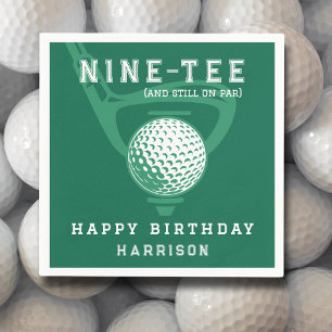90th Birthday Party Golf Theme Modern Green Napkin