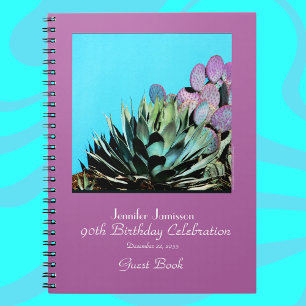 90th Birthday Party Guest Book, Agave and Cactus  Notebook