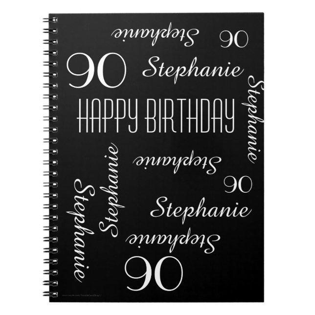 90th Birthday Party Guest Book, Repeating Names Notebook (Front)