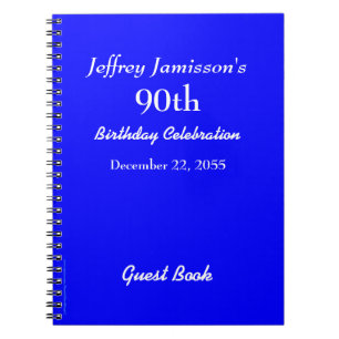 90th Birthday Party Guest Book Royal Blue