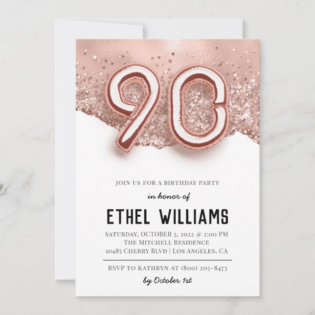 90th Birthday Party Invitation (Front)