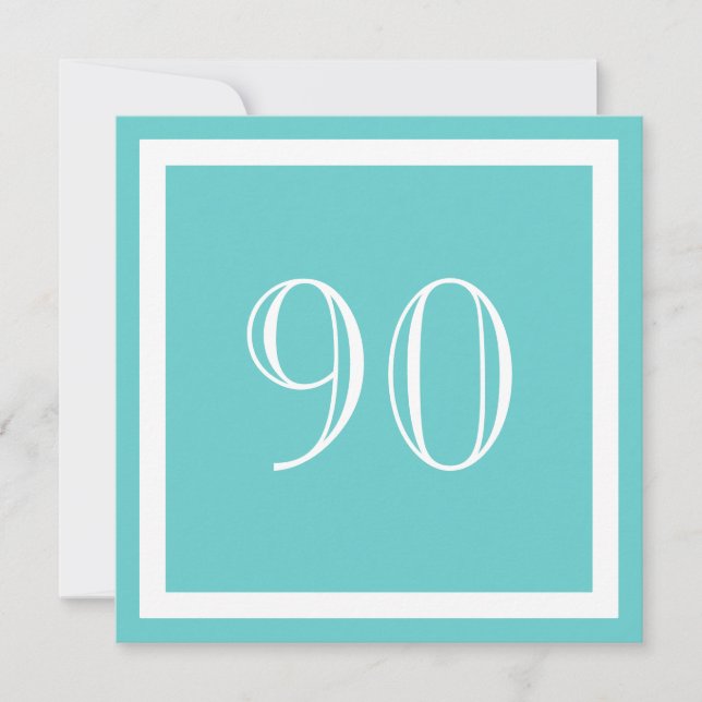 90th Birthday Party Invitation - Aqua (Front)