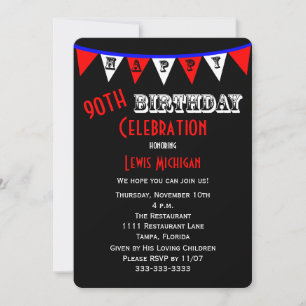90th Birthday Party Invitation Bunting