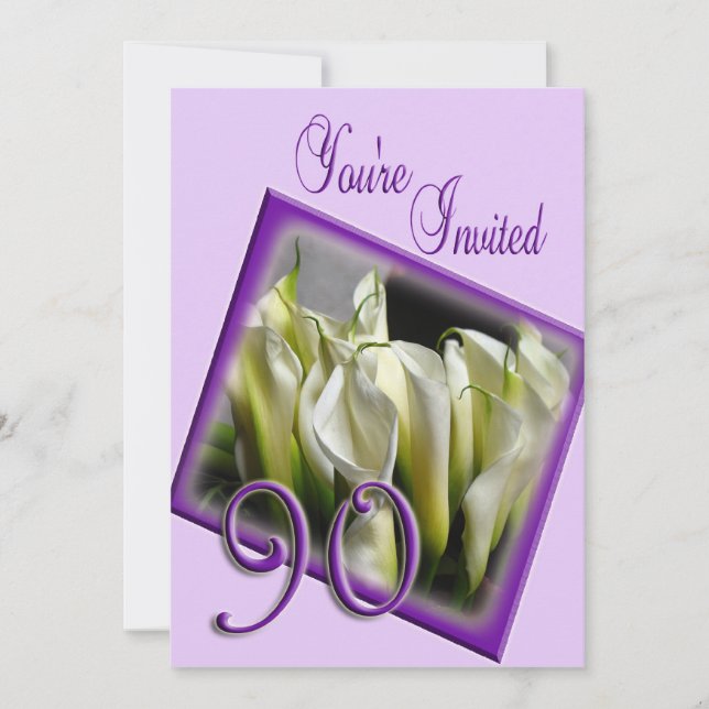 90th Birthday Party Invitation - Calla lilies (Front)