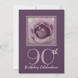 90th Birthday Party Invitation DREAMY PURPLE Rose