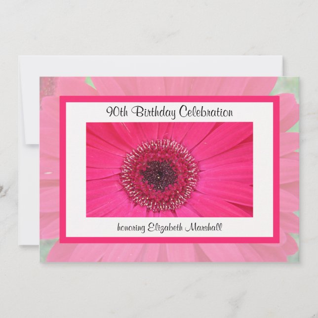 90th Birthday Party Invitation Gerbera Daisy (Front)