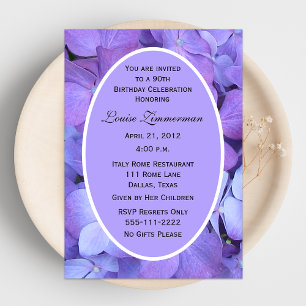 90th Birthday Party Invitation Hydrangeas