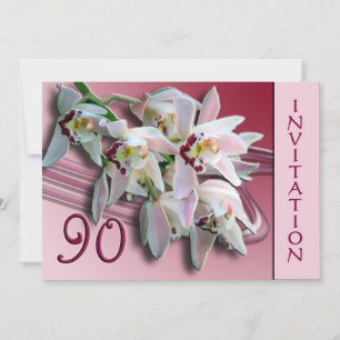 90th Birthday Party Invitation - Orchids