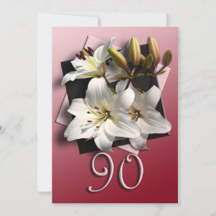 90th Birthday Party Invitation - white lilies
