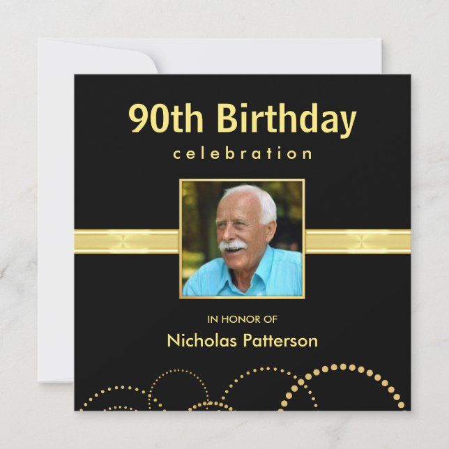 90th Birthday Party Invitations - Photo Optional (Front)