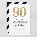 90TH BIRTHDAY PARTY INVITE modern gold glitter<br><div class="desc">by kat massard >>> kat@simplysweetPAPERIE.com <<< NOTE - the gold glitter look is a printed picture. A super simple, yet stylish invitation design for your BIRTHDAY. Wow your friends and family with this little number ;D Setup as a template it is simple for you to add your own details, or...</div>