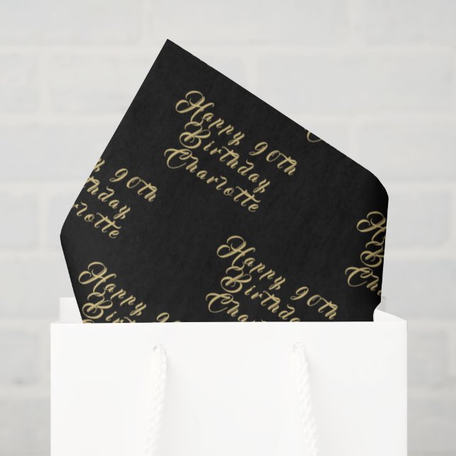 90th Birthday Party Name Black Modern Pattern Tissue Paper (Gift Bag)
