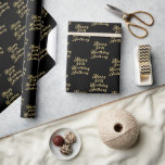 90th Birthday Party Name Black Modern Pattern Wrapping Paper<br><div class="desc">Personalised,  modern,  elegant,  black and gold,  90th Birthday wrapping paper. Perfect for him. 90th birthday party.</div>
