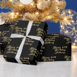 90th Birthday Party Name Black Modern Pattern Wrapping Paper<br><div class="desc">Personalised,  modern,  elegant,  black and gold,  90th Birthday wrapping paper. Perfect for him. 90th birthday party.</div>