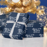 90th Birthday Party Name Navy Blue Modern Pattern Wrapping Paper<br><div class="desc">Personalised,  modern,  elegant,  navy blue and white,  90th Birthday wrapping paper. Perfect for him. 90th birthday party.</div>