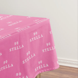 90th Birthday Party Name Pink Modern Pattern Tablecloth