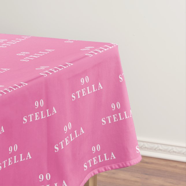 90th Birthday Party Name Pink Modern Pattern Tablecloth (In Situ)