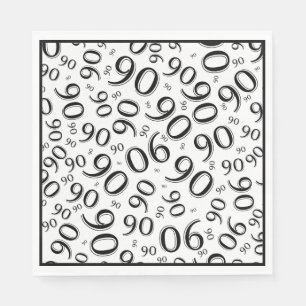 90th Birthday Party Number Pattern Black/White Napkin