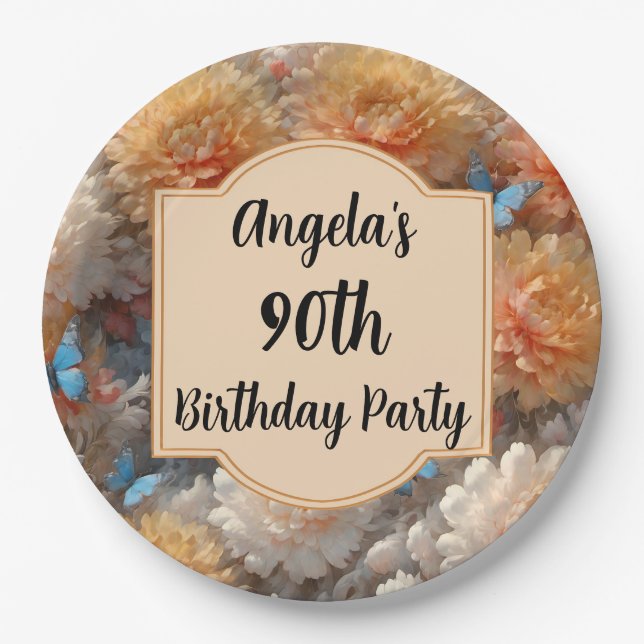 90th Birthday Party Paper Plate (Front)
