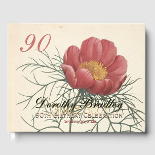 90th Birthday Party Peony Custom Guest Book