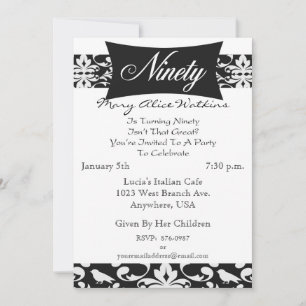 90th Birthday Party Personalised Invitation