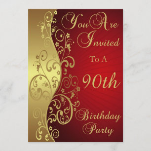 90th Birthday Party Personalised Invitation