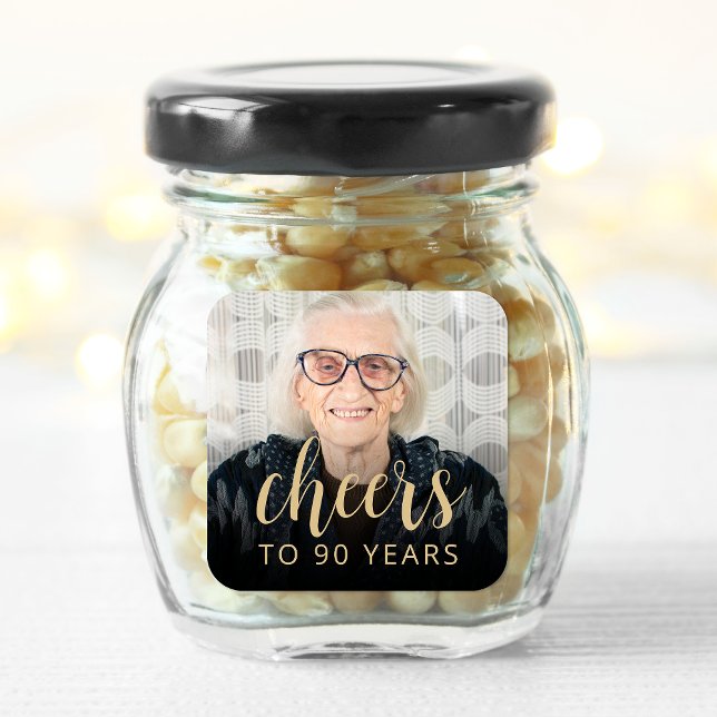 90th Birthday Party Photo Cheers Square Sticker (Creator Uploaded)
