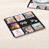 90th birthday party photo collage black