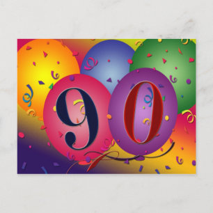 90th birthday party postcard invitation