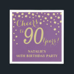 90th Birthday Party Purple and Gold Diamond Napkin<br><div class="desc">90th Birthday Party Invitation with Purple and Gold Glitter Diamond Background. Gold Confetti. Adult Birthday. Man or Woman Birthday. For further customisation,  please click the "Customise it" button and use our design tool to modify this template.</div>