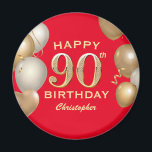 90th Birthday Party Red and Gold Balloons Magnet<br><div class="desc">90th Birthday Party Red and Gold Balloons and Confetti Magnet. For further customisation,  please click the "Customise it" button and use our design tool to modify this template.</div>