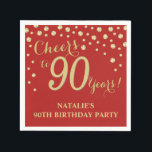 90th Birthday Party Red and Gold Diamond Napkins<br><div class="desc">90th Birthday Party Invitation with Red and Gold Glitter Diamond Background. Gold Confetti. Adult Birthday. Man or Woman Birthday. For further customisation,  please click the "Customise it" button and use our design tool to modify this template.</div>