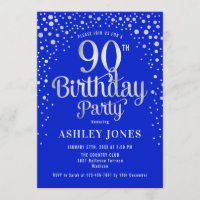 90th Birthday Party - Royal Blue & Silver