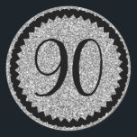 90th Birthday Party Silver Glitter Classic Classic Round Sticker<br><div class="desc">Get these cute stickers to adorn your party favors for all your favorite guests. A stylish number to celebrate a birthday party.
NOTE the glitter image is a printed picture</div>