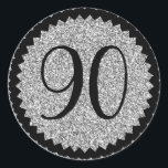 90th Birthday Party Silver Glitter Classic Round Sticker<br><div class="desc">Get these cute stickers to adorn your party favors for all your favorite guests. A stylish number to celebrate a birthday party.
NOTE the glitter image is a printed picture</div>