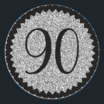 90th Birthday Party Silver Glitter Classic Round Sticker<br><div class="desc">Get these cute stickers to adorn your party favors for all your favorite guests. A stylish number to celebrate a birthday party.
NOTE the glitter image is a printed picture</div>