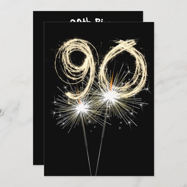 90th Birthday Party Sparkler  Invitation (Front/Back)